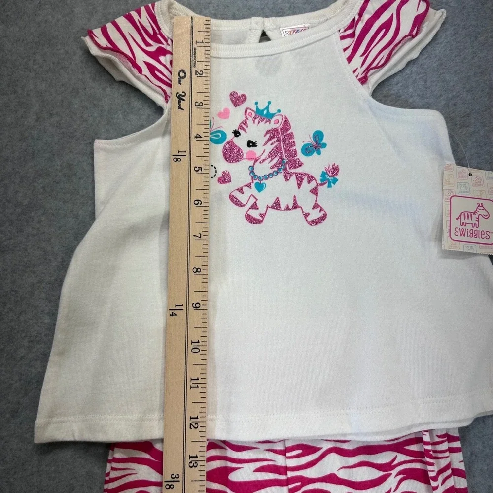 Zebra Graphic Toddler Pink Swiggles Shorts Set Glitter Lettuce Edge 18M